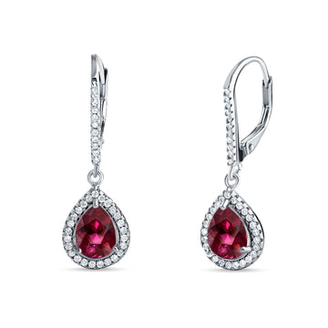 Pear Teardrop Earrings Simulated Ruby 925 Sterling Silver Wholesale